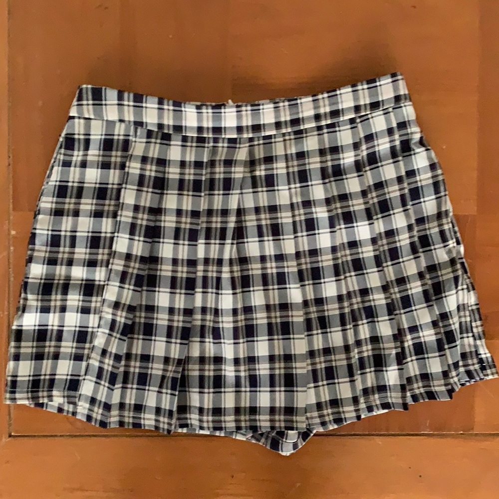 Navy Plaid Skort